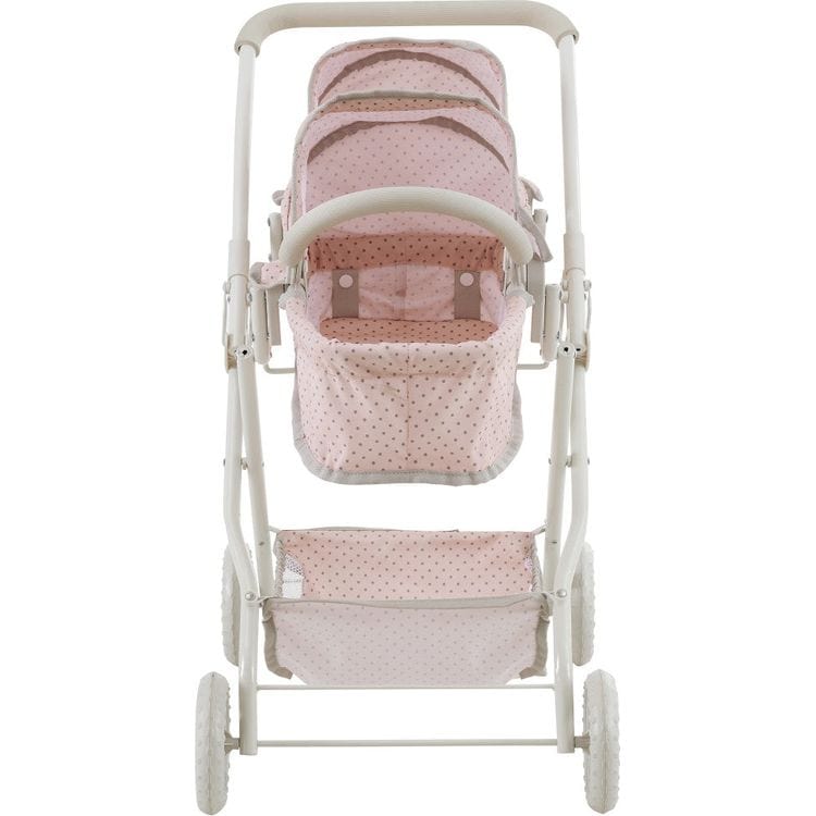 Teamson Kids - Olivia's Little World Polka Dot Princess Baby Doll Twin Bassinet Stroller - Dolls
