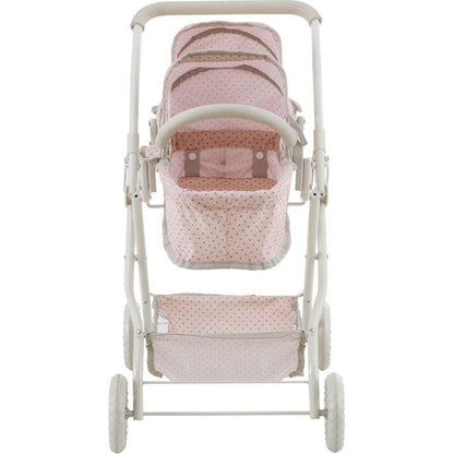 Teamson Kids - Olivia's Little World Polka Dot Princess Baby Doll Twin Bassinet Stroller - Dolls