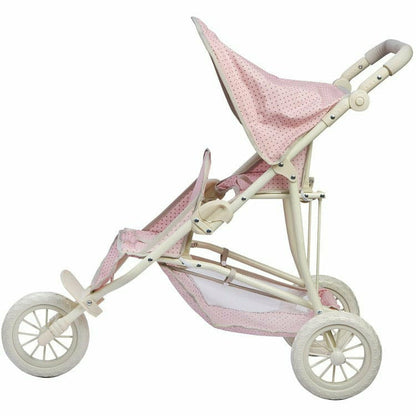 Teamson Kids - Olivia's Little World - Polka Dots Princess Baby Doll Twin Jogging Stroller - Pink & Grey - Dolls