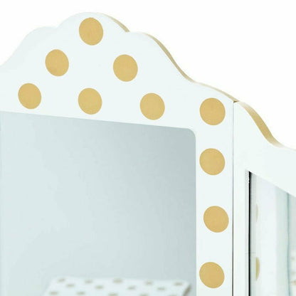 Teamson Kids - Polka Dot Gisele Play Vanity Set - White/Gold - Room Decor