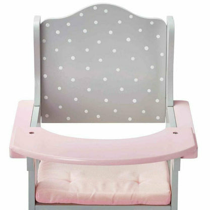 Teamson Kids - Polka Dots Princess Baby Doll High Chair - Grey - Dolls