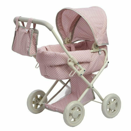 Teamson Kids - Polka Dots Princess Deluxe Baby Doll Stroller - Pink - Dolls