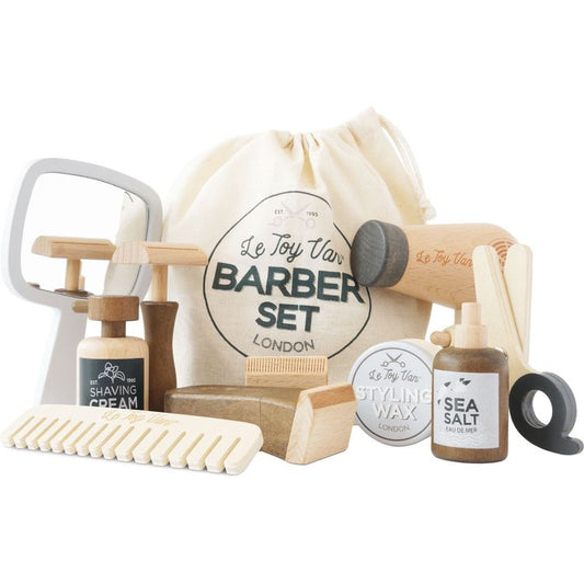 Le Toy Van - Pretend Play Wooden Hairdresser & Barber Kit - 12 Pieces - Preschool