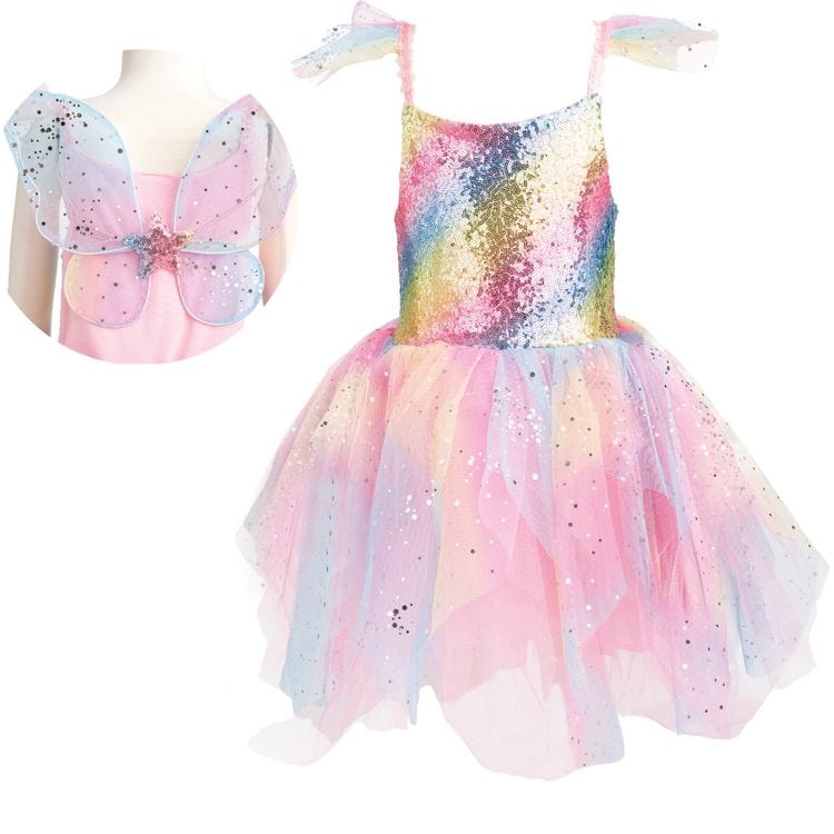 Great Pretenders - Rainbow Fairy Dress & Wings - Size 7-8 Years - Dress up