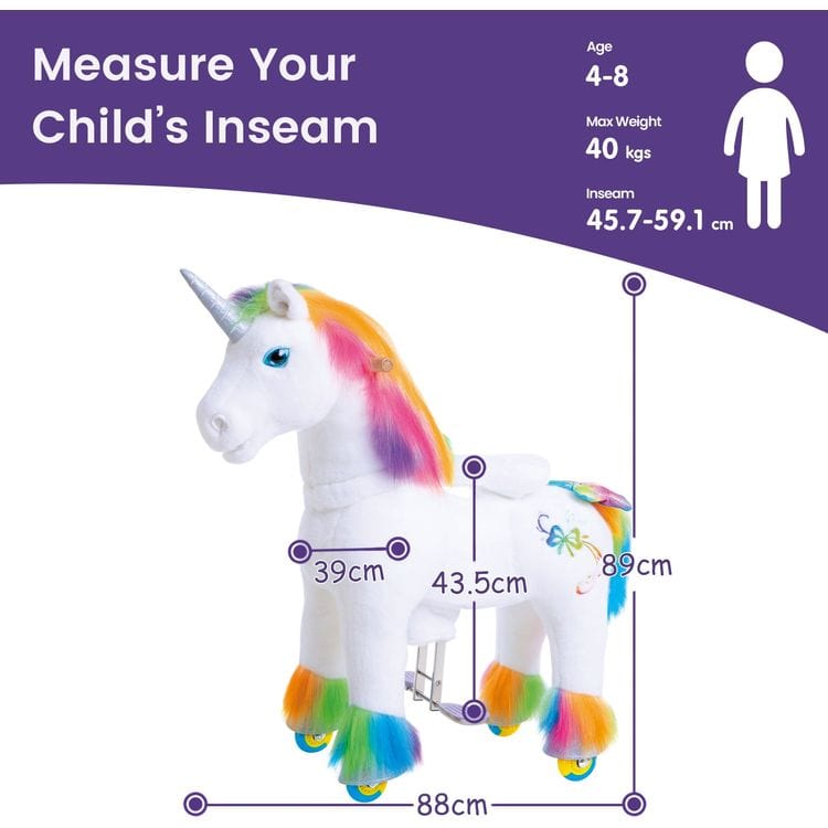 PonyCycle, Inc. - Rainbow Model X Ride-On Unicorn - 4-7 Years - Outdoor