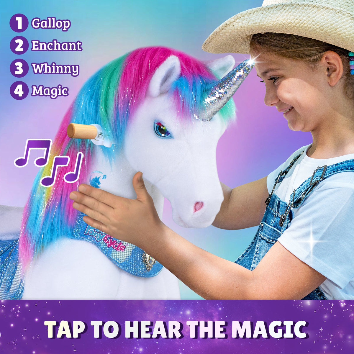 PonyCycle, Inc. - Rainbow Unicorn Model Y Ride on Toy - 3-4 Years - Preschool