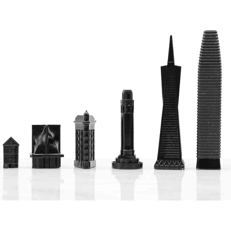 Skyline Chess - San Francisco Edition Stainless Steel Chess Set with Wood Map Board - Games