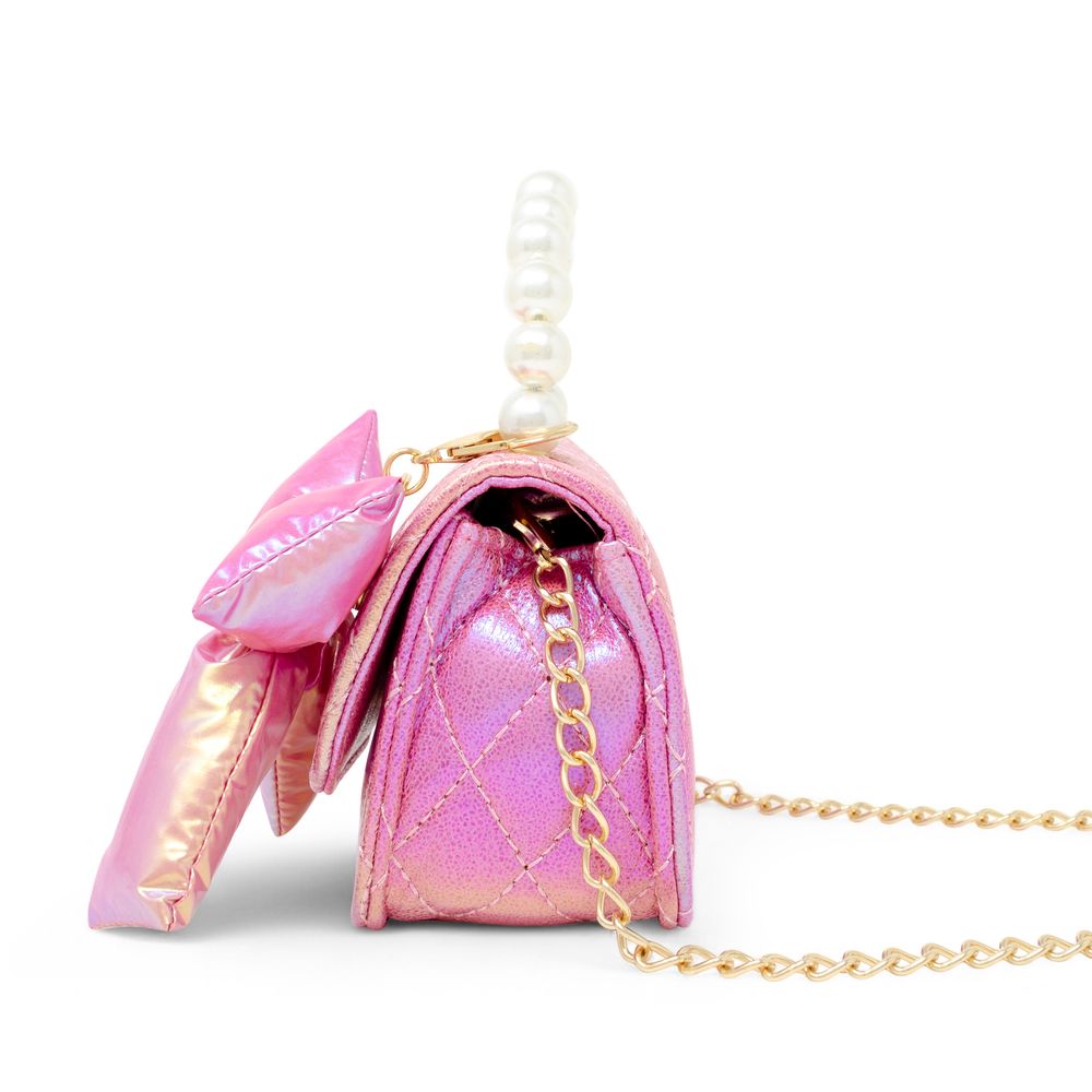 Zomi Gem - Shiny Quilted Fluffy Bow Handbag - Hot Pink - Trend Accessories