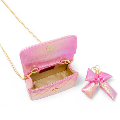 Zomi Gem - Shiny Quilted Fluffy Bow Handbag - Hot Pink - Trend Accessories
