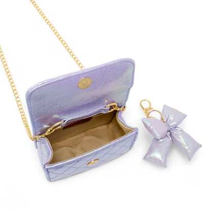 Zomi Gem - Shiny Quilted Fluffy Bow Handbag - Purple - Trend Accessories