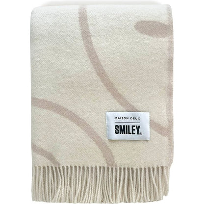 Maison Deux - Smiley Blanket - White/Grey - Room Decor