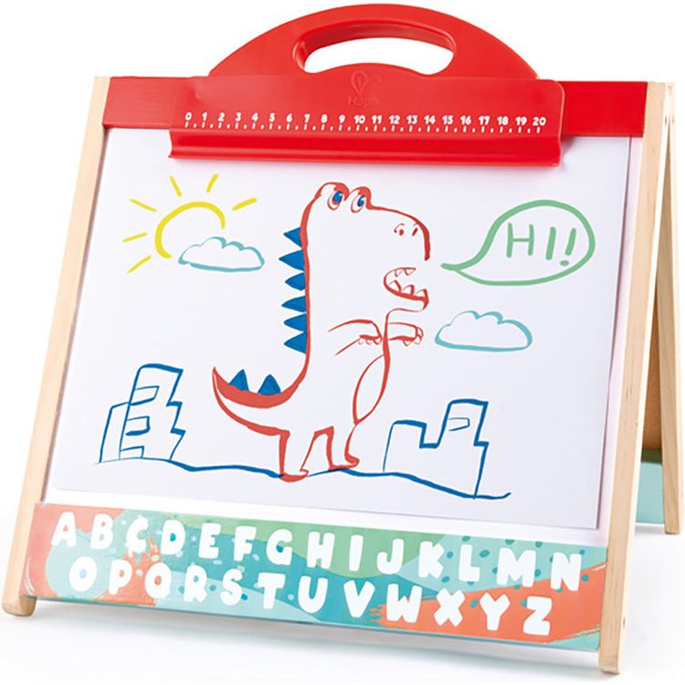 Hape - Store & Go Easel Folding Double-Sided Tabletop Blackboard & Whiteboard - Creativity