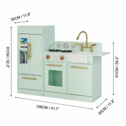 Teamson Kids - Teamson Kids Little Chef Charlotte 2-Piece Modular Wooden Play Kitchen, Mint - Preschool