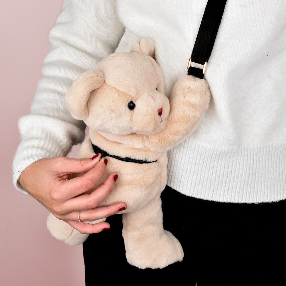 DouDou - Teddy Bear Plush Backpack - Ivory - Plush
