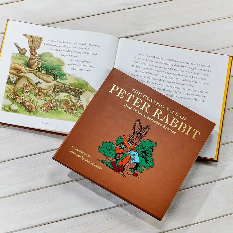 Graphic Image - "The Classic Tale of Peter Rabbit" Book in Tan Bonded Leather - Books