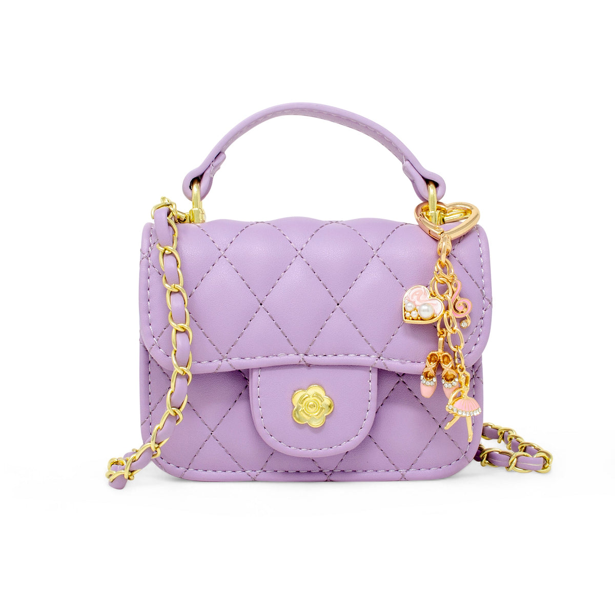 Zomi Gem - Tiny Quilted Ballet Charm Handbag - Purple - Trend Accessories