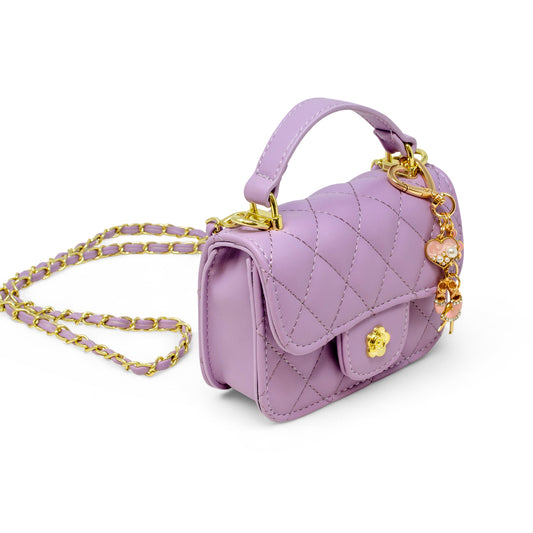 Zomi Gem - Tiny Quilted Ballet Charm Handbag - Purple - Trend Accessories