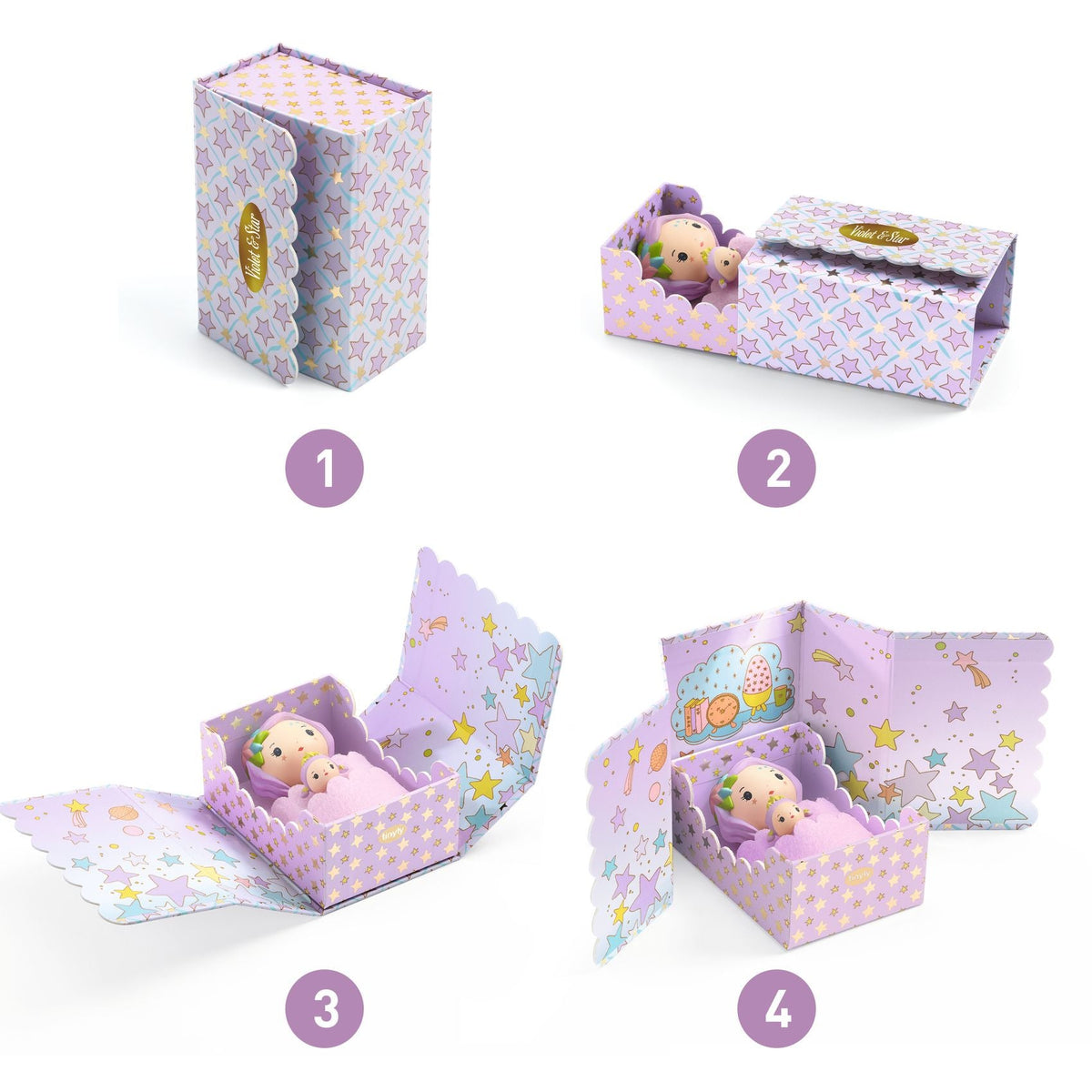 Djeco - Tinyly Violet Tinyroom with Figurines - Collectibles