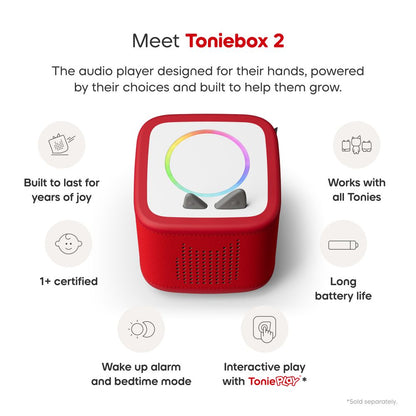 Tonies - Tonies PAW Patrol Toniebox 2 Bundle with Tonieplay Game, Sleeve and 4 Tonies - Sunset Red - Electronics