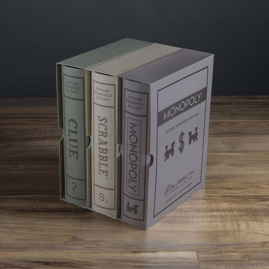 WS Game Company - Vintage Bookshelf Games 3-Pack: Monopoly, Scrabble, Clue - Games