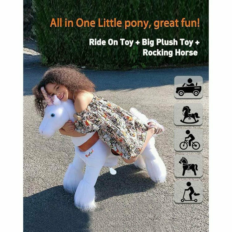 PonyCycle, Inc. - White Model U Ride-On Unicorn - 4-7 Years - Plush