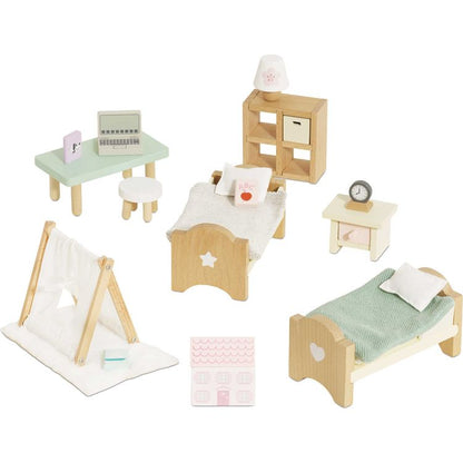 Le Toy Van - Wooden Dollhouse 24 Piece Child's Bedroom Furniture Set - Dolls