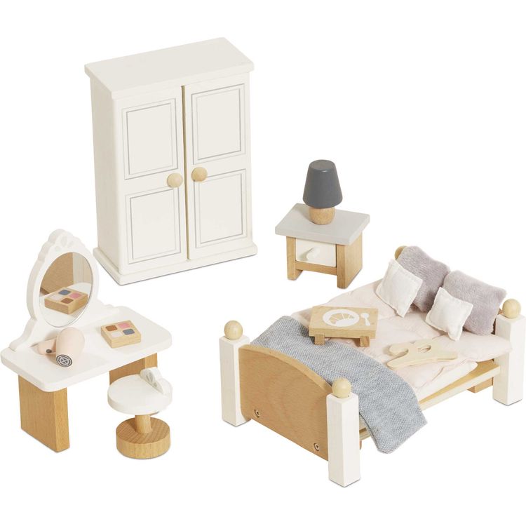 Le Toy Van - Wooden Dollhouse Bedroom Furniture Set - 19 Pieces - Dolls