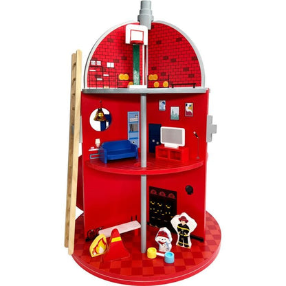 Teamson Kids - Wooden Fire Station Playset - Preschool