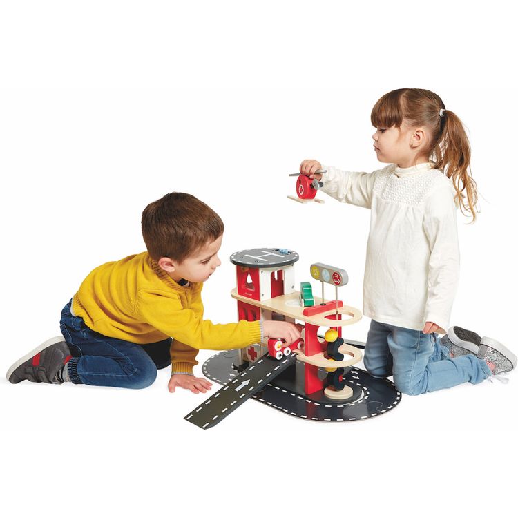 Janod - Wooden Fire Station Playset - Preschool