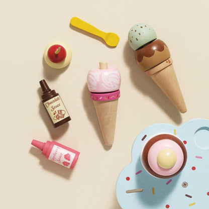 Le Toy Van - Wooden Ice Cream Stand & Toppings - Preschool