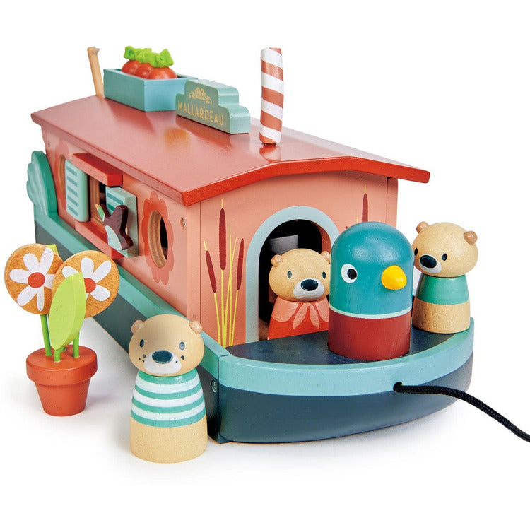 Tender Leaf Toys - Wooden Little Otter Canal Boat - Preschool