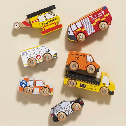 Le Toy Van - Wooden Set of 7 Emergency Vehicles - Preschool