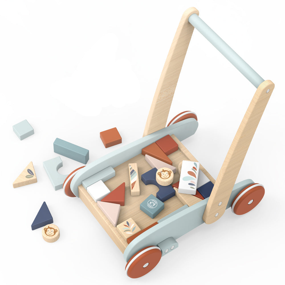 Speedy Monkey - Wooden Walker with Building Blocks - Infants