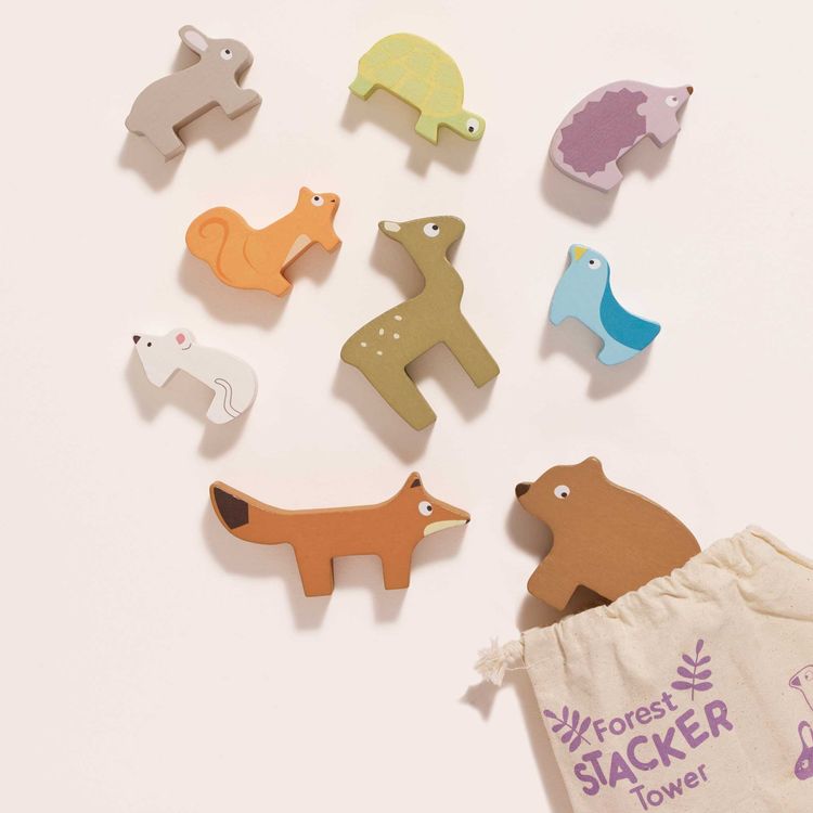 Le Toy Van - Woodland Stacking Forest Animals & Bag - 10 Pieces - Infants